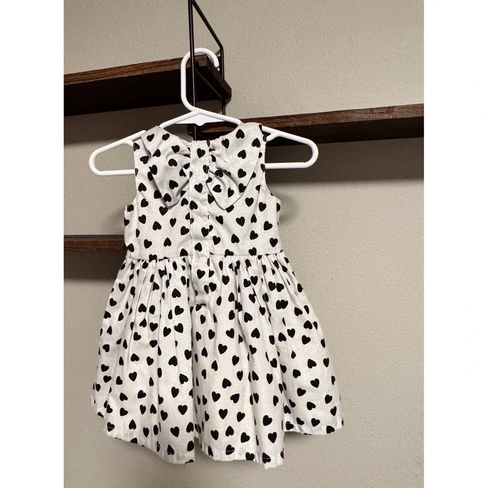 Carter's Dress Collared White & Black Heart Print Mod Special Occasion 6 Months